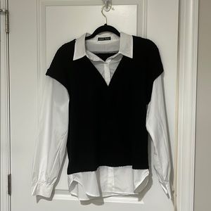 Shein vest over button up shirt